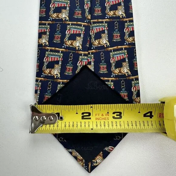 RARE‎ Salvatore Ferragamo Blue Resting Tigers Circus Silk Tie Italy 3.5x56